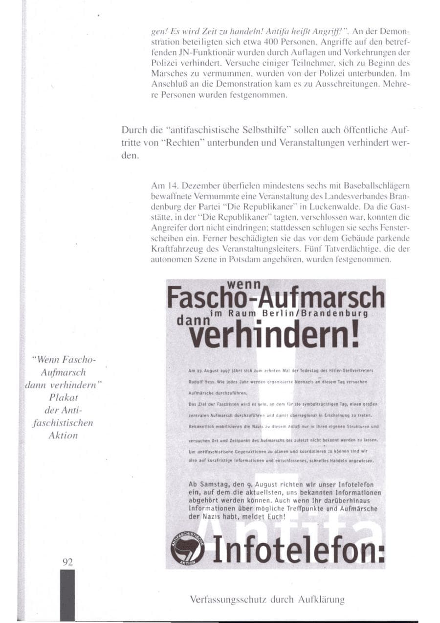 Seite 94 des Verfassungsschutzbericht 1997 Brandenburg
