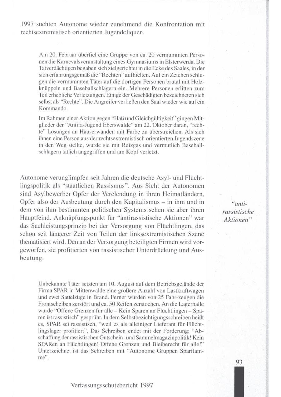 Seite 95 des Verfassungsschutzbericht 1997 Brandenburg