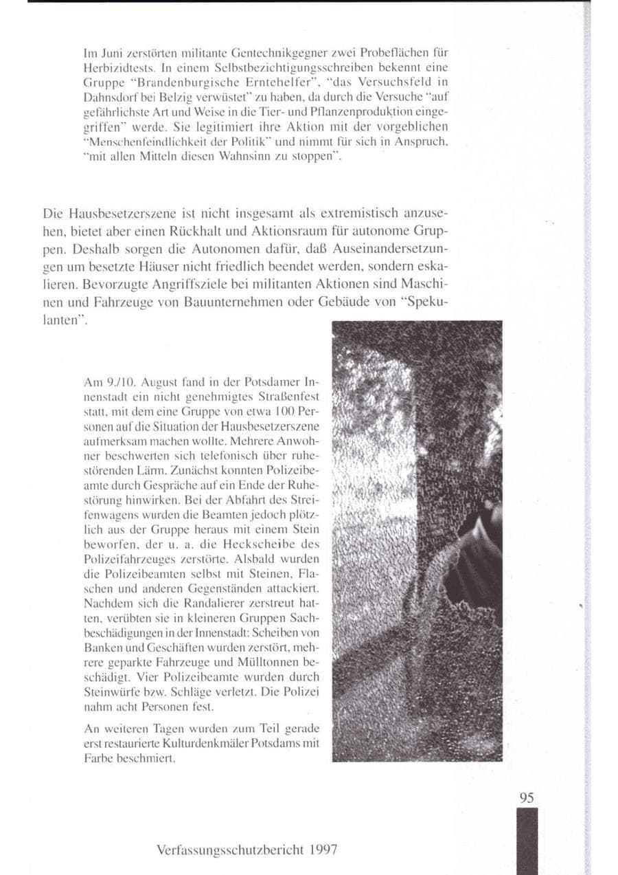 Seite 97 des Verfassungsschutzbericht 1997 Brandenburg