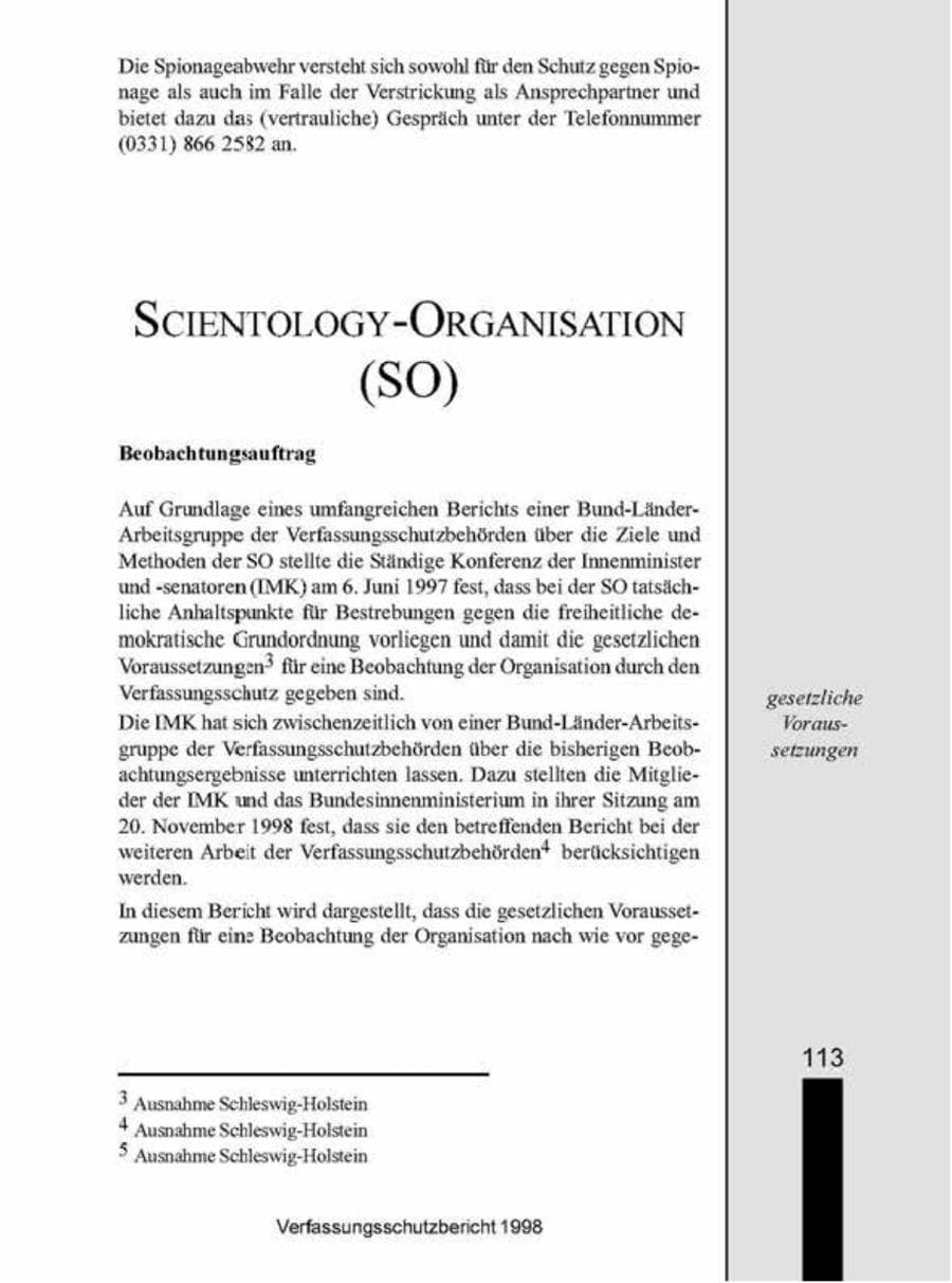 Seite 113 des Verfassungsschutzbericht 1998 Brandenburg