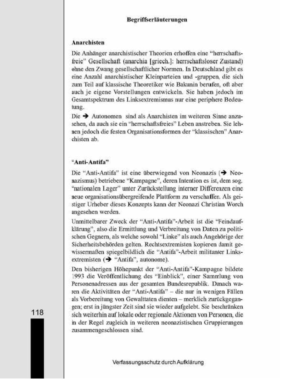 Seite 118 des Verfassungsschutzbericht 1998 Brandenburg