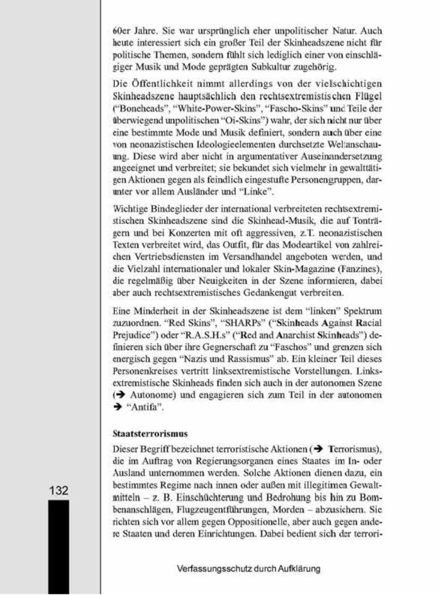 Seite 132 des Verfassungsschutzbericht 1998 Brandenburg