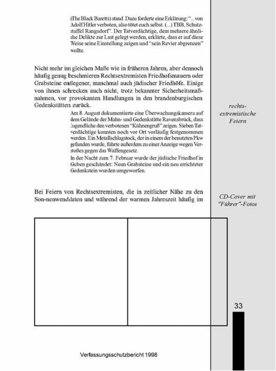 Seite 33 des Verfassungsschutzbericht 1998 Brandenburg