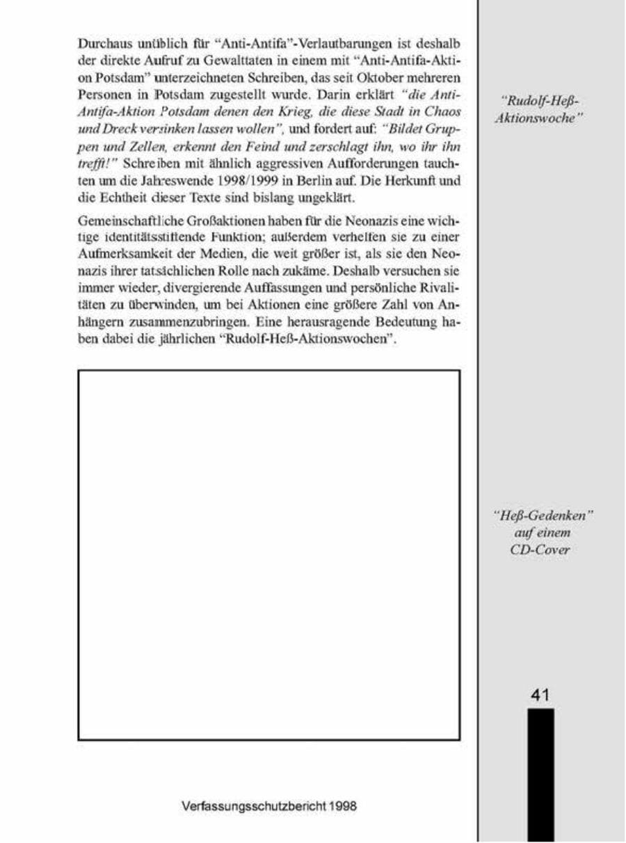 Seite 41 des Verfassungsschutzbericht 1998 Brandenburg