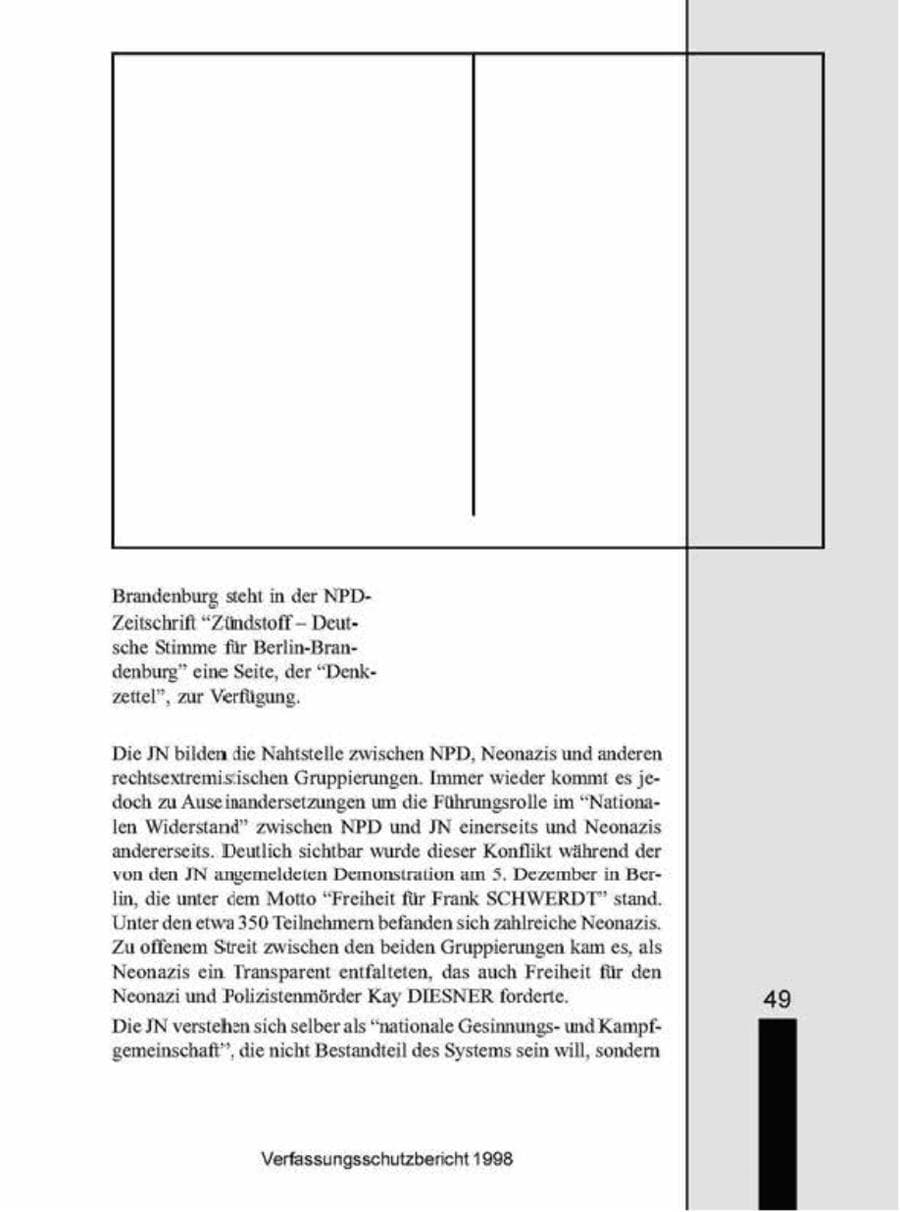 Seite 49 des Verfassungsschutzbericht 1998 Brandenburg