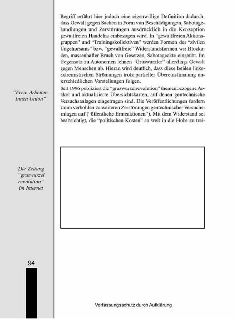 Seite 94 des Verfassungsschutzbericht 1998 Brandenburg