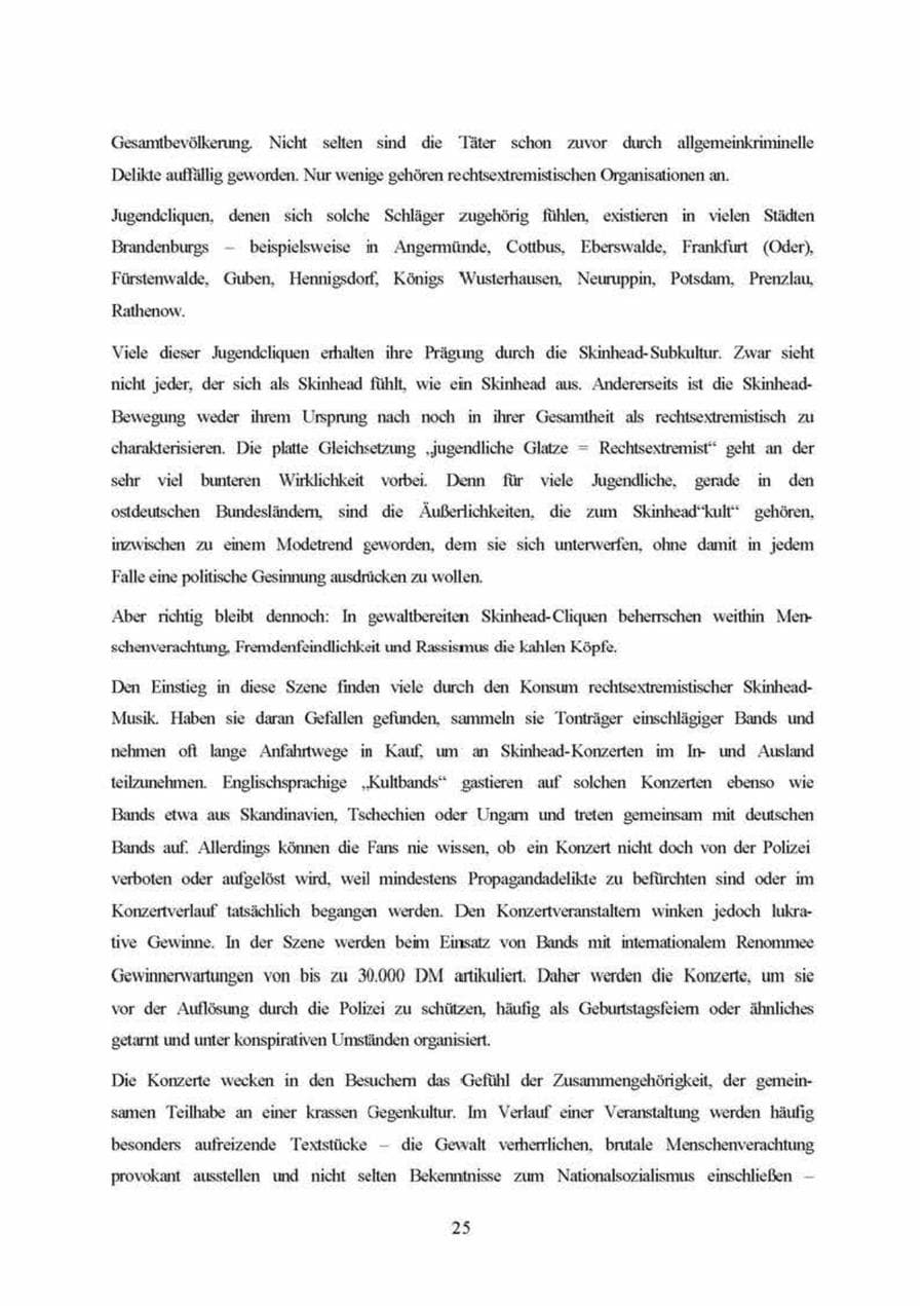 Seite 25 des Verfassungsschutzbericht 1999 Brandenburg