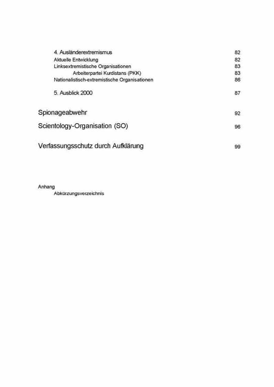 Seite 5 des Verfassungsschutzbericht 1999 Brandenburg