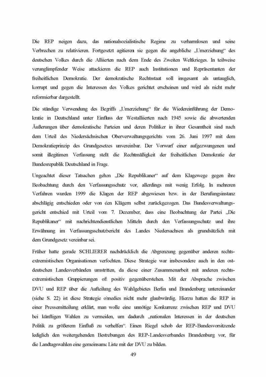 Seite 49 des Verfassungsschutzbericht 1999 Brandenburg