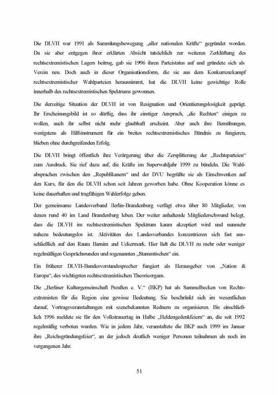 Seite 51 des Verfassungsschutzbericht 1999 Brandenburg