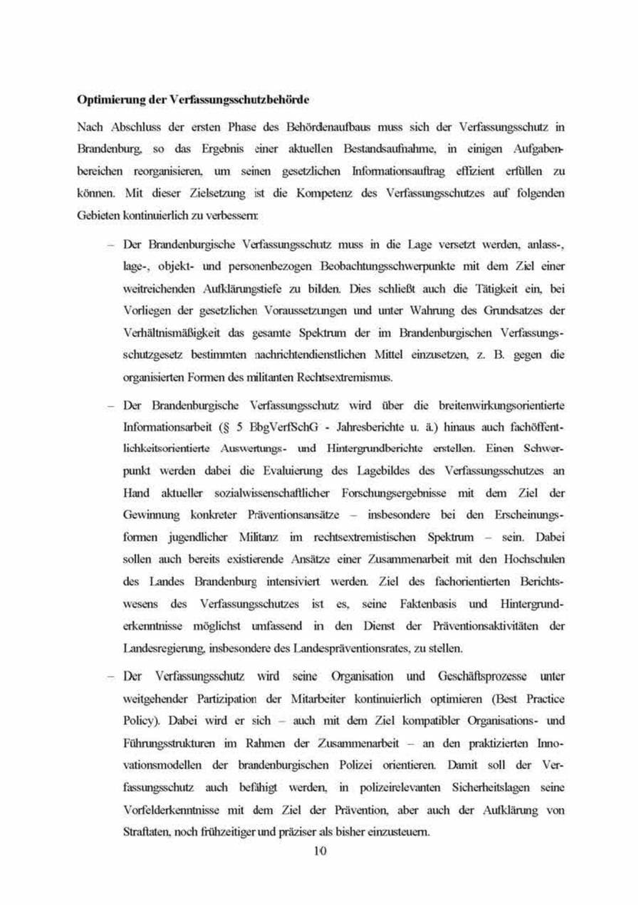Seite 10 des Verfassungsschutzbericht 1999 Brandenburg