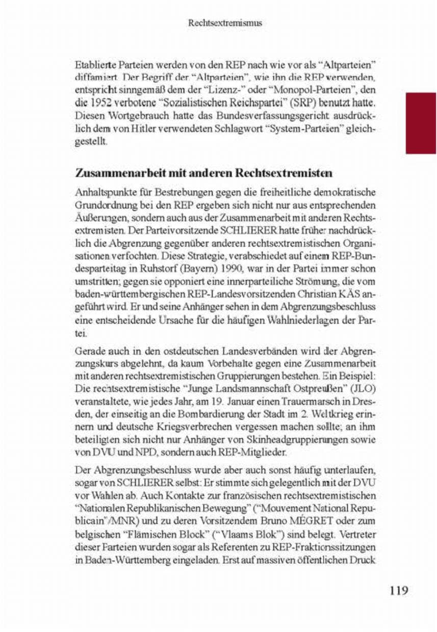 Seite 123 des Verfassungsschutzbericht 2001 Brandenburg