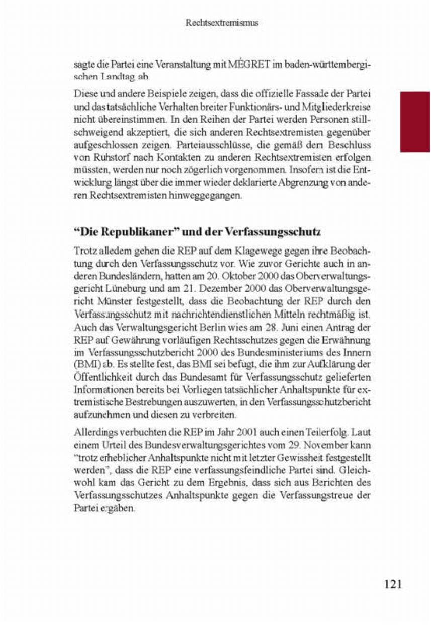 Seite 125 des Verfassungsschutzbericht 2001 Brandenburg