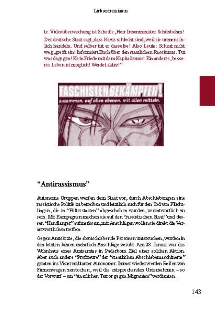 Seite 147 des Verfassungsschutzbericht 2001 Brandenburg