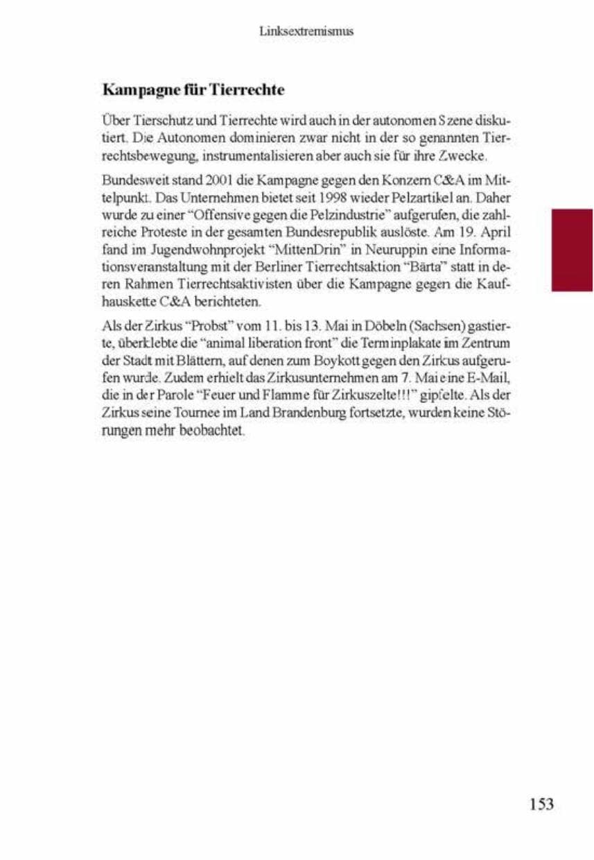 Seite 157 des Verfassungsschutzbericht 2001 Brandenburg