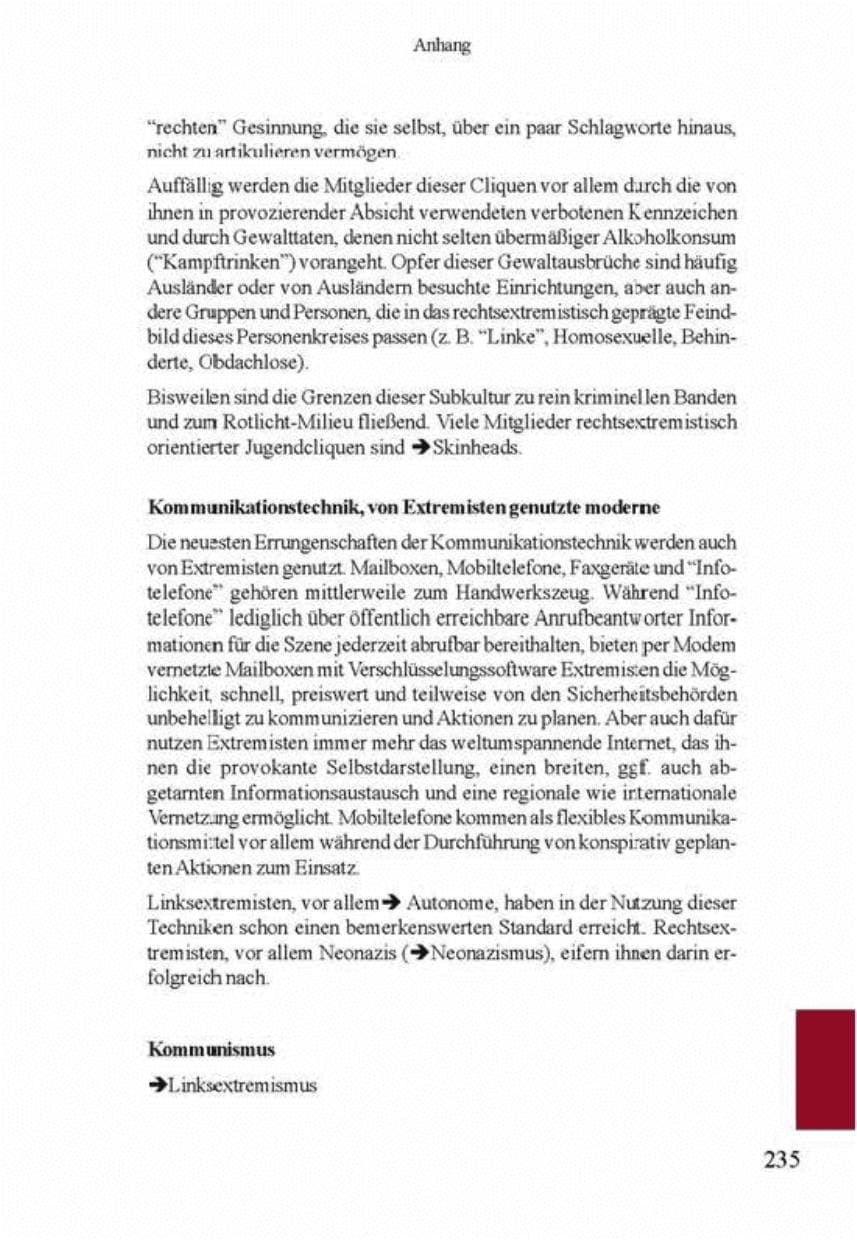 Seite 239 des Verfassungsschutzbericht 2001 Brandenburg