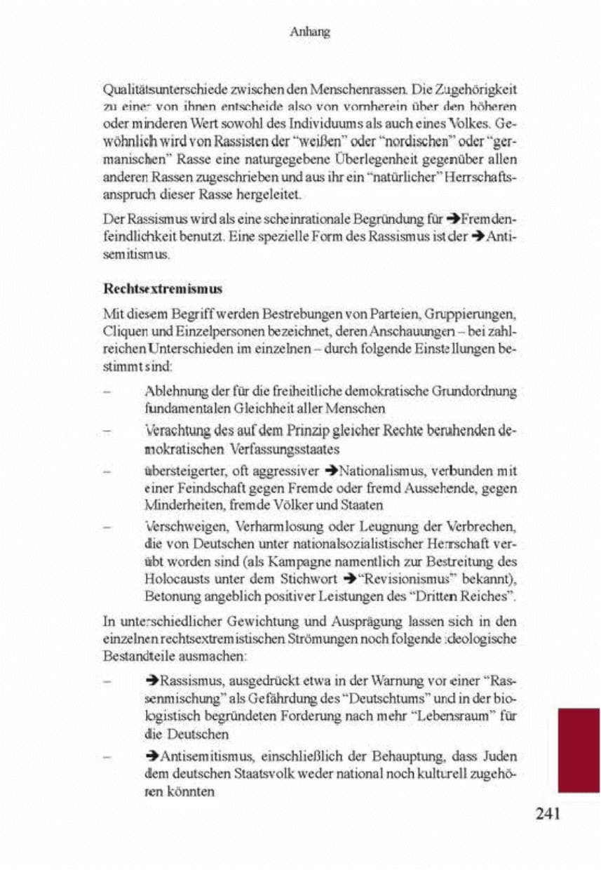 Seite 245 des Verfassungsschutzbericht 2001 Brandenburg