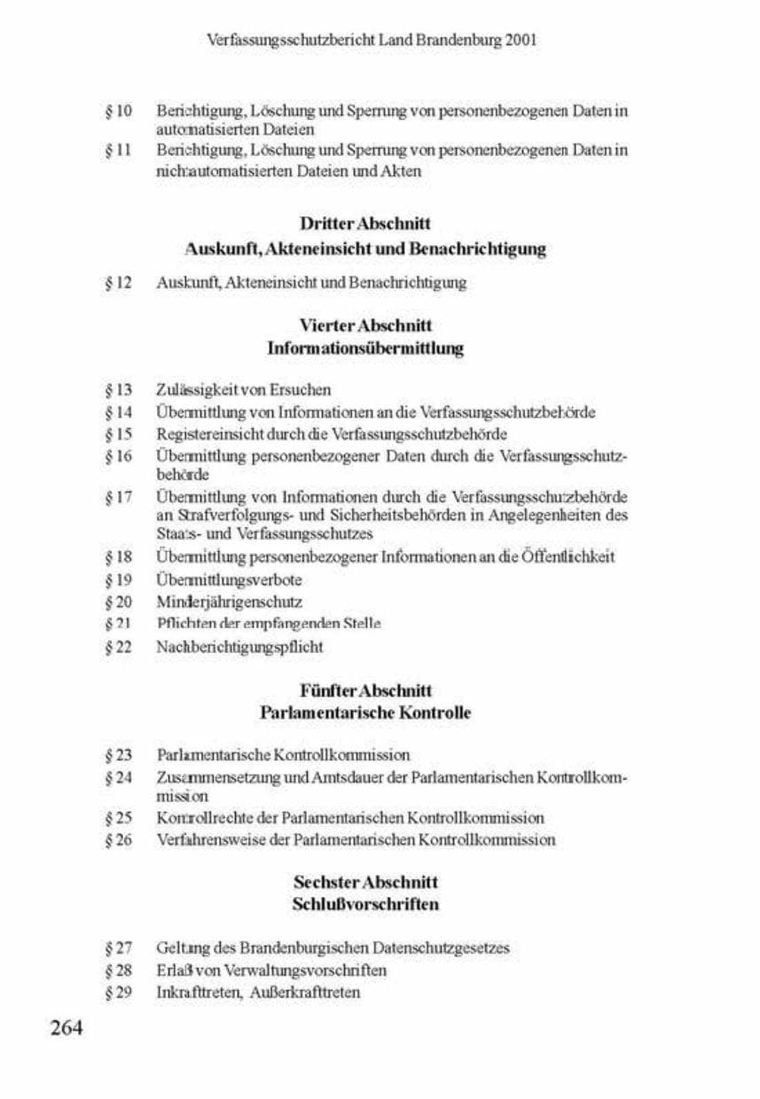 Seite 268 des Verfassungsschutzbericht 2001 Brandenburg
