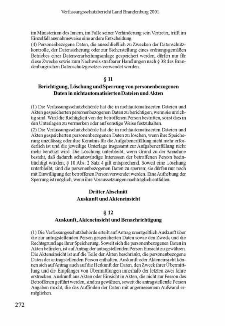 Seite 276 des Verfassungsschutzbericht 2001 Brandenburg