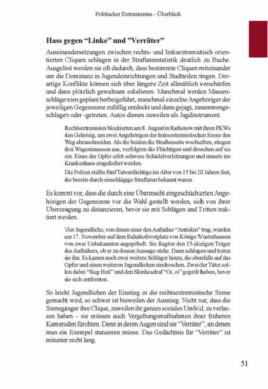 Seite 55 des Verfassungsschutzbericht 2001 Brandenburg