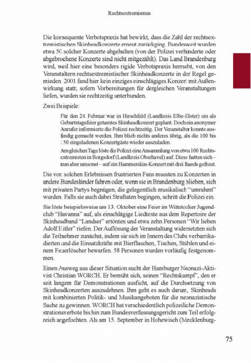 Seite 79 des Verfassungsschutzbericht 2001 Brandenburg