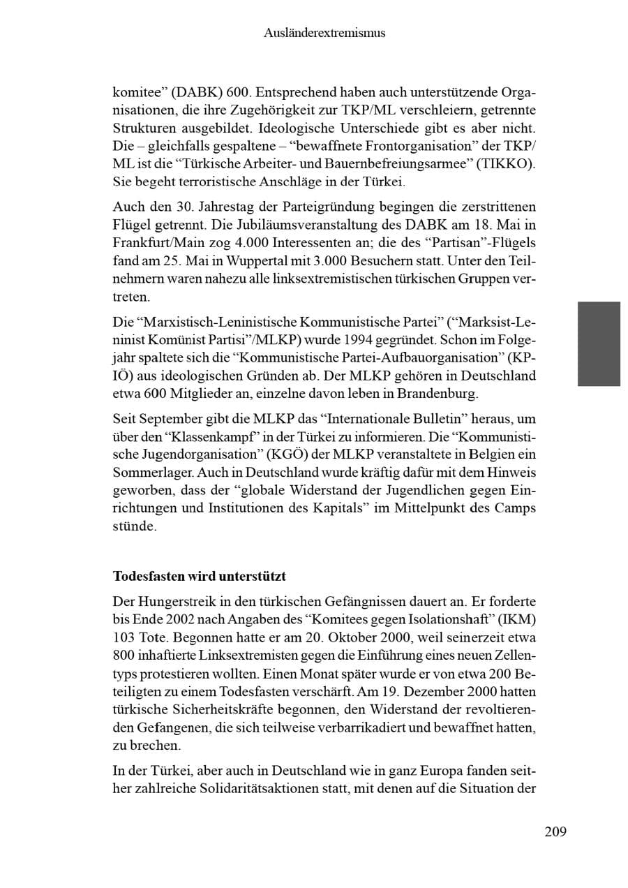 Seite 213 des Verfassungsschutzbericht 2002 Brandenburg