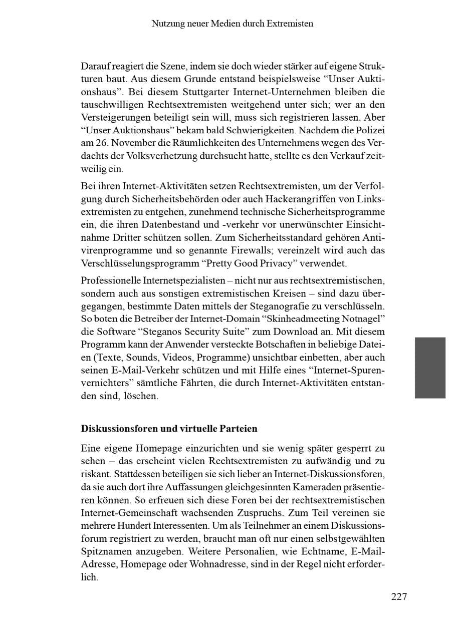 Seite 231 des Verfassungsschutzbericht 2002 Brandenburg