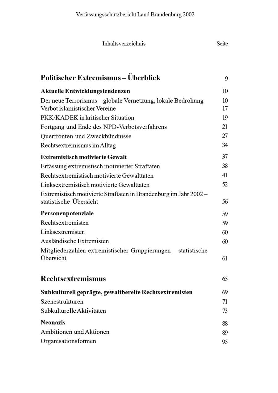 Seite 8 des Verfassungsschutzbericht 2002 Brandenburg