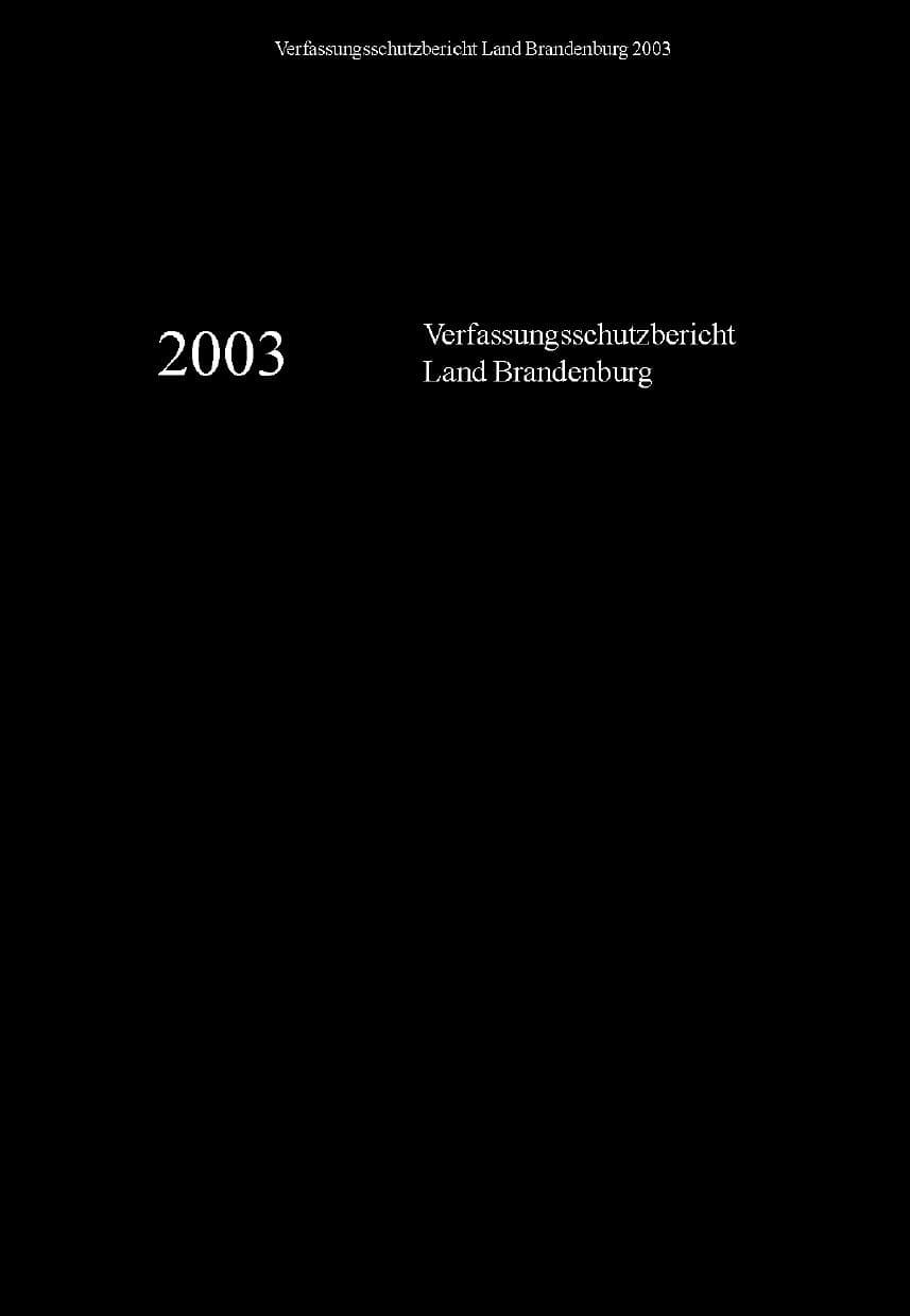 Seite 3 des Verfassungsschutzbericht 2003 Brandenburg