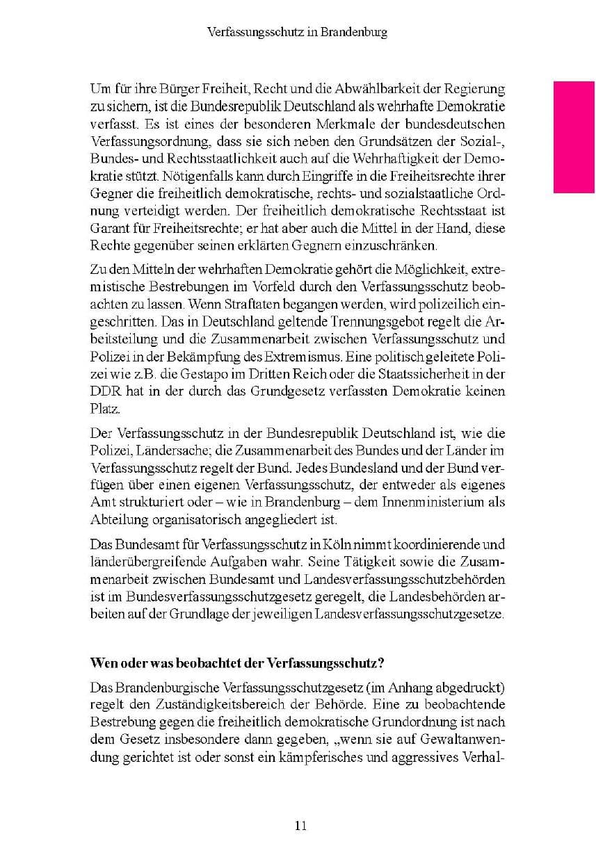Seite 11 des Verfassungsschutzbericht 2004 Brandenburg