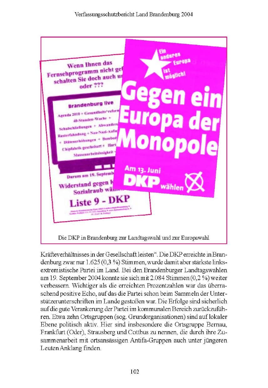 Seite 103 des Verfassungsschutzbericht 2004 Brandenburg