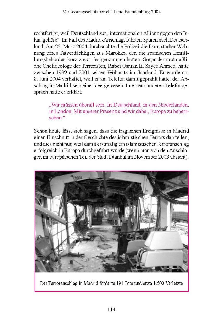 Seite 115 des Verfassungsschutzbericht 2004 Brandenburg