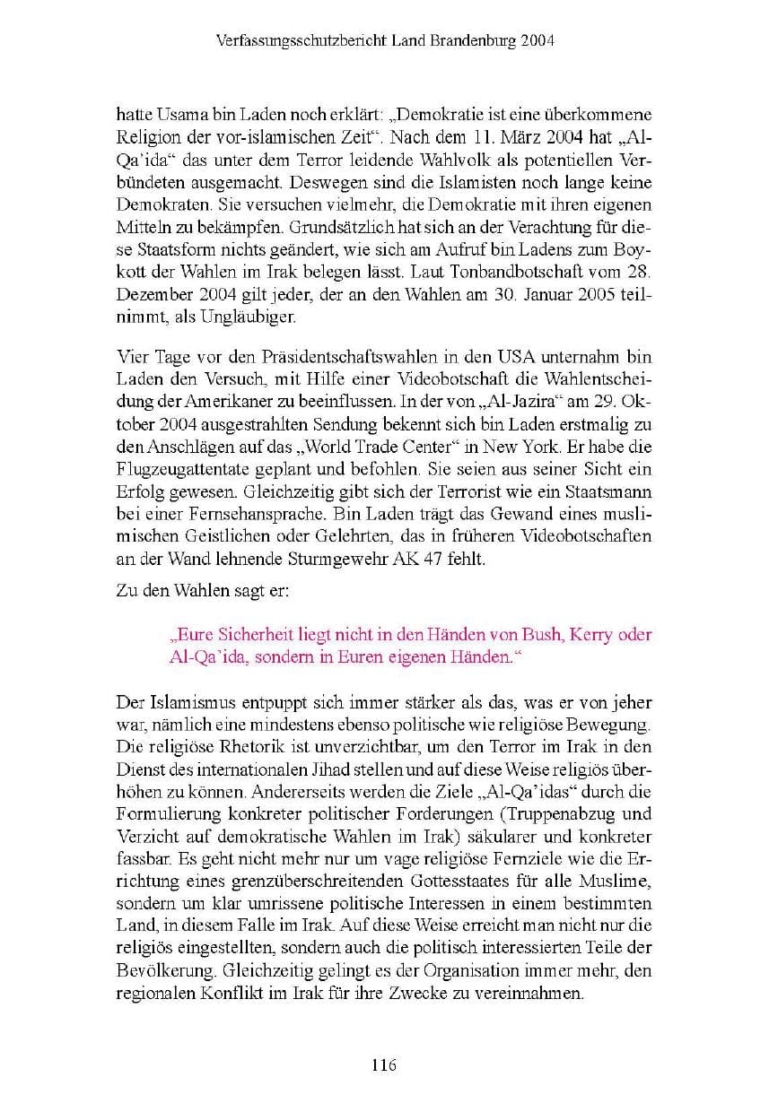Seite 117 des Verfassungsschutzbericht 2004 Brandenburg
