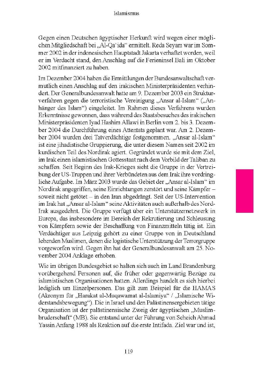Seite 120 des Verfassungsschutzbericht 2004 Brandenburg
