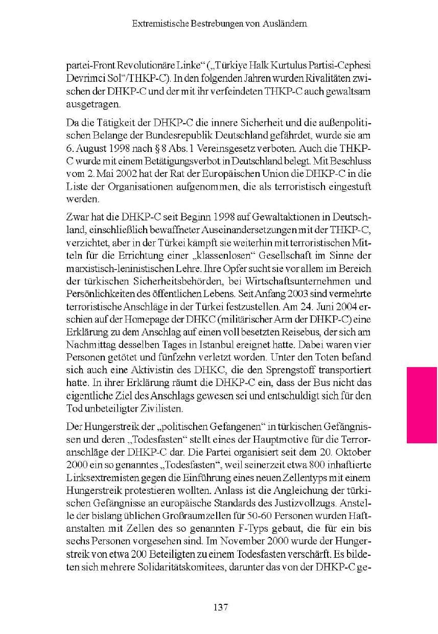 Seite 138 des Verfassungsschutzbericht 2004 Brandenburg