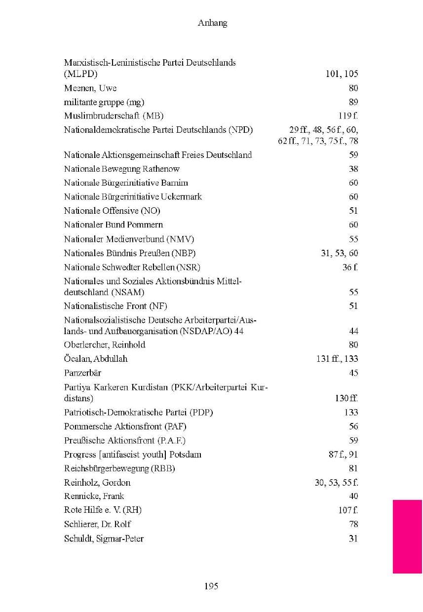 Seite 150 des Verfassungsschutzbericht 2004 Brandenburg