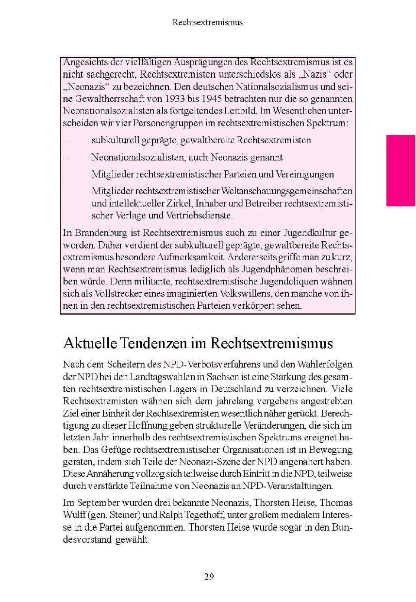 Seite 29 des Verfassungsschutzbericht 2004 Brandenburg