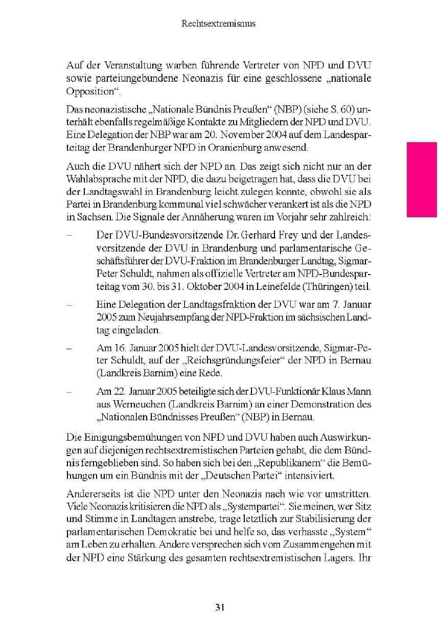 Seite 31 des Verfassungsschutzbericht 2004 Brandenburg