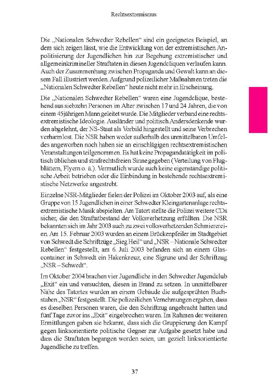 Seite 37 des Verfassungsschutzbericht 2004 Brandenburg
