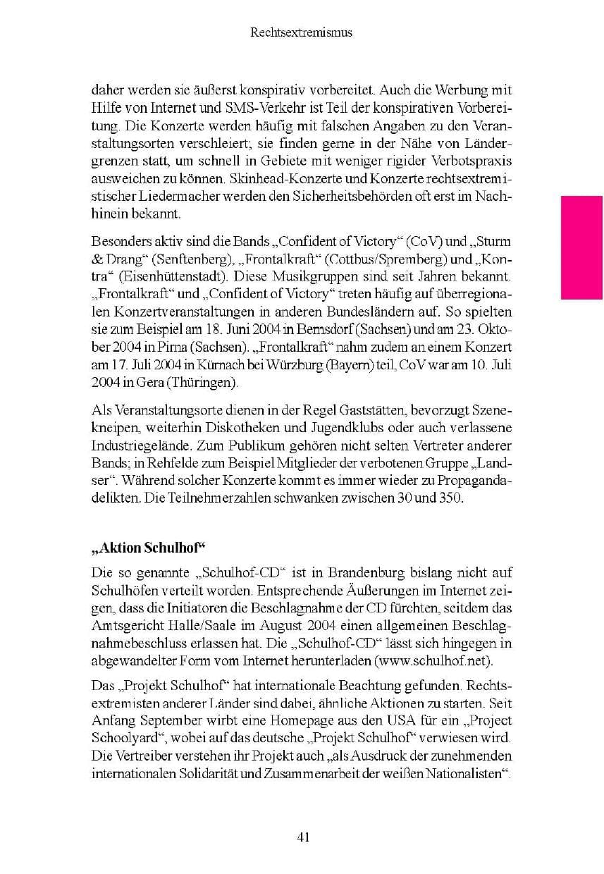 Seite 41 des Verfassungsschutzbericht 2004 Brandenburg
