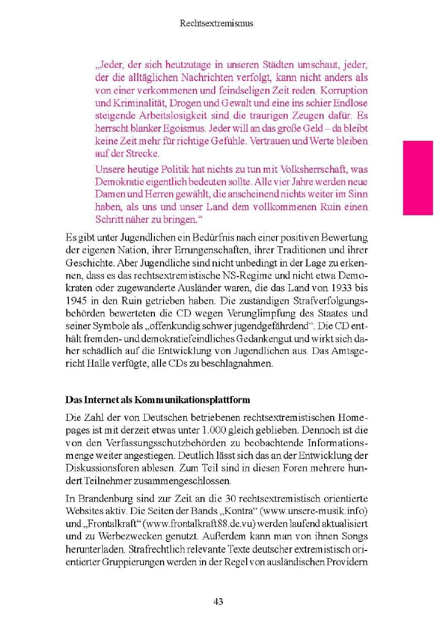 Seite 43 des Verfassungsschutzbericht 2004 Brandenburg