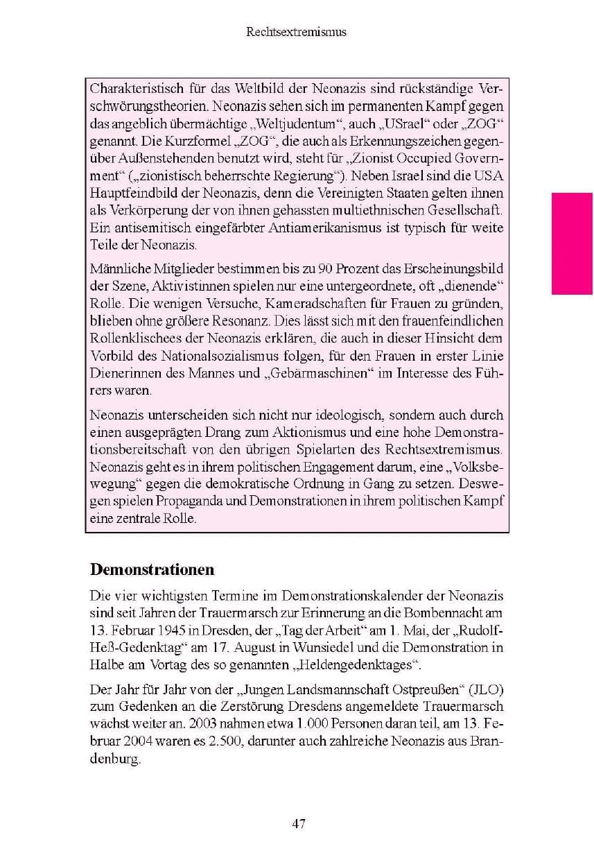 Seite 47 des Verfassungsschutzbericht 2004 Brandenburg