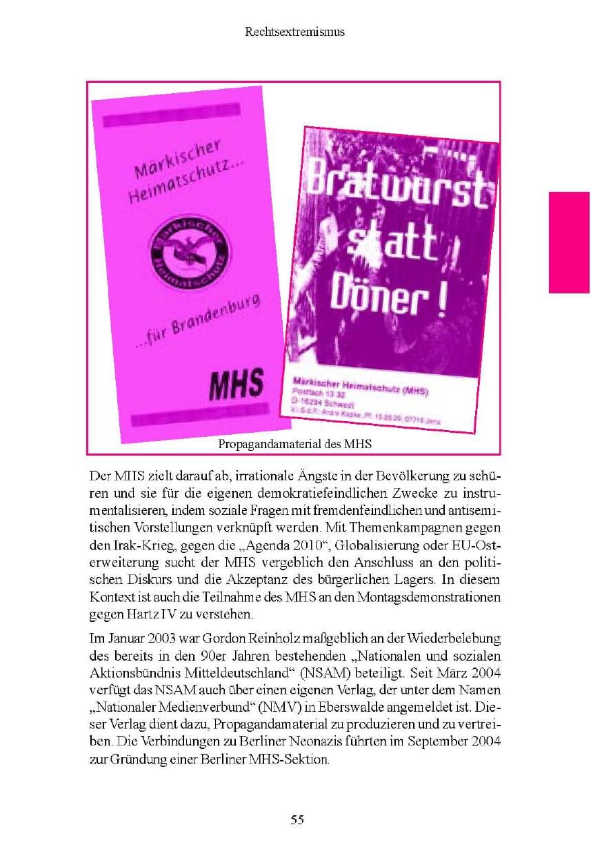 Seite 55 des Verfassungsschutzbericht 2004 Brandenburg