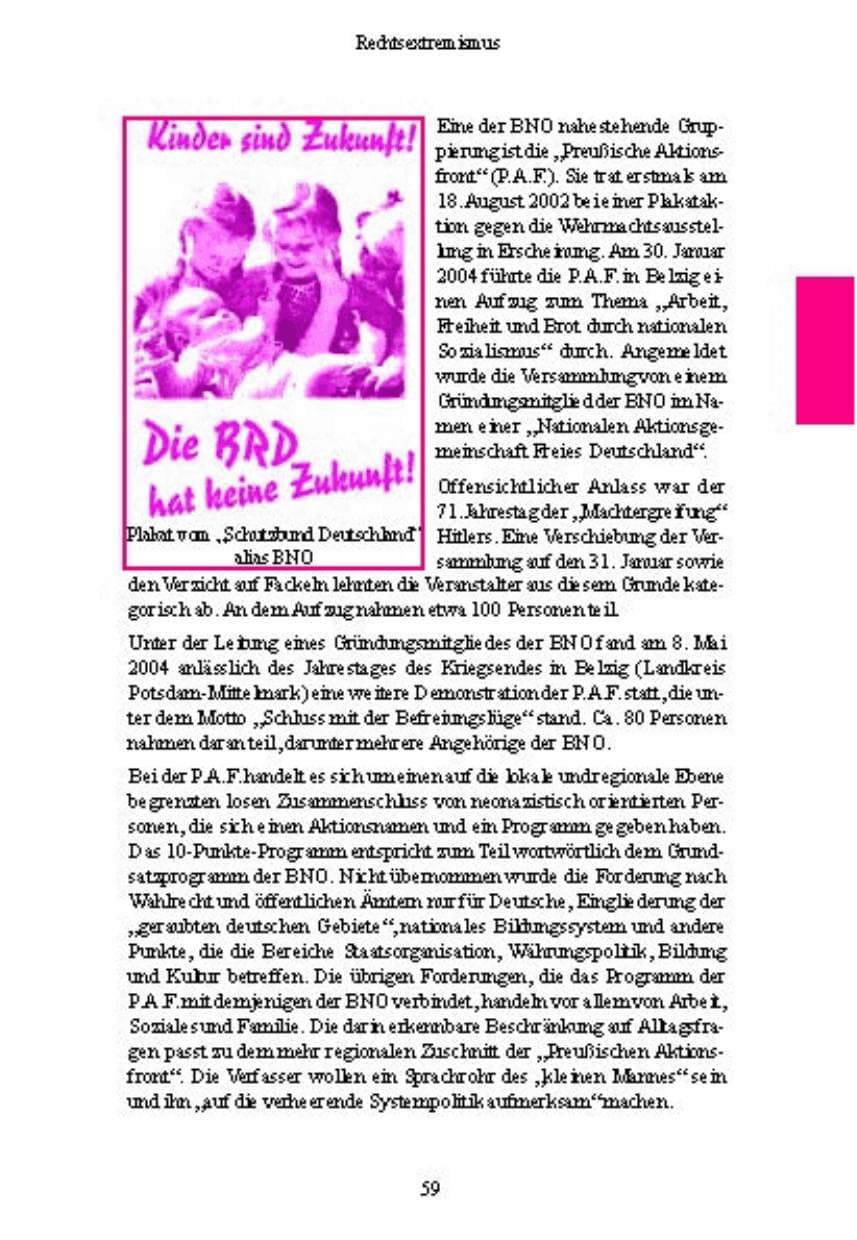 Seite 59 des Verfassungsschutzbericht 2004 Brandenburg