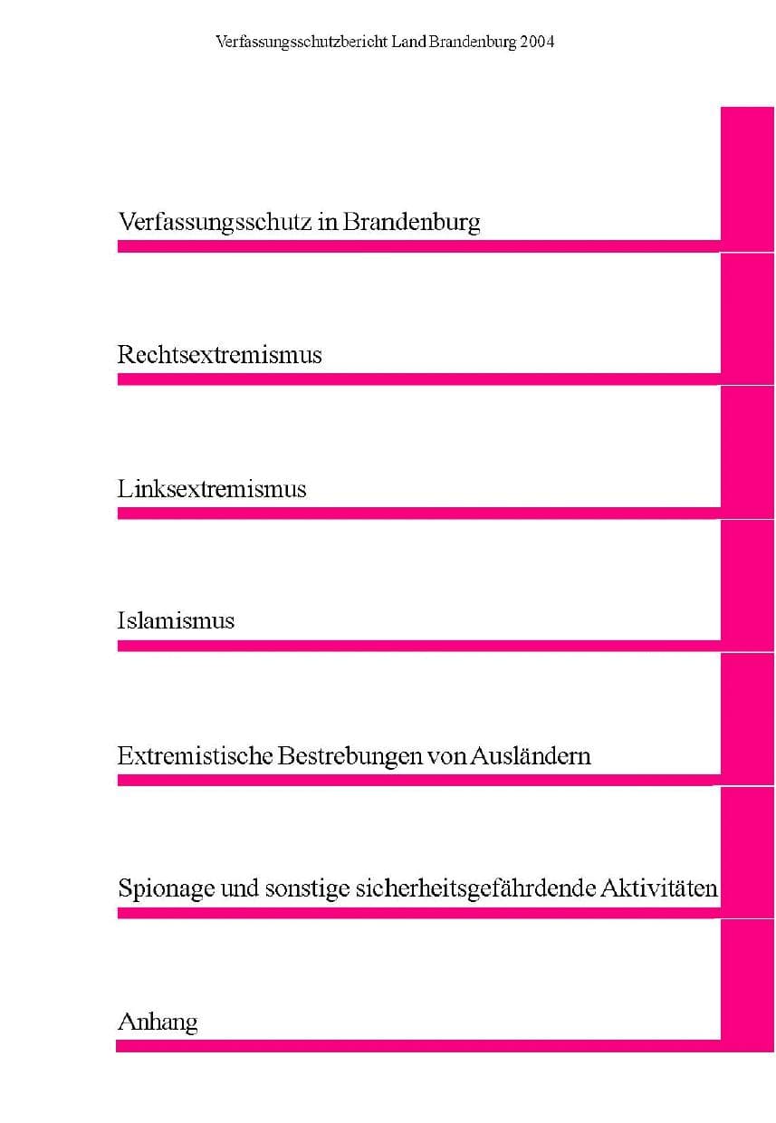 Seite 8 des Verfassungsschutzbericht 2004 Brandenburg