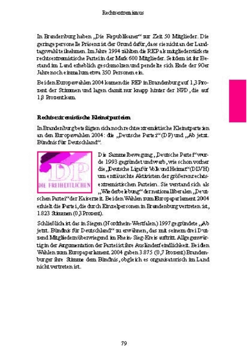 Seite 79 des Verfassungsschutzbericht 2004 Brandenburg