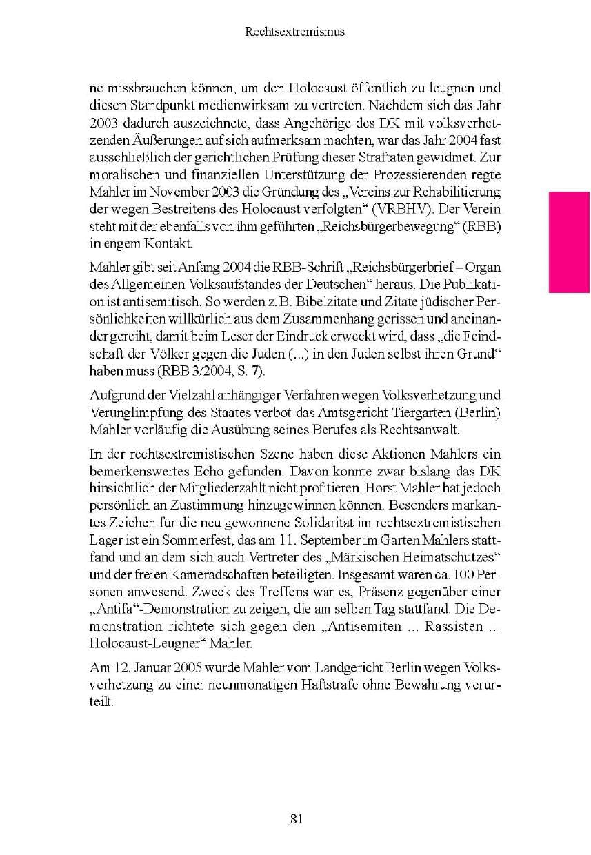Seite 81 des Verfassungsschutzbericht 2004 Brandenburg