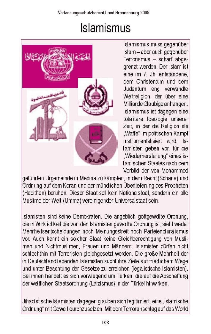Seite 104 des Verfassungsschutzbericht 2005 Brandenburg