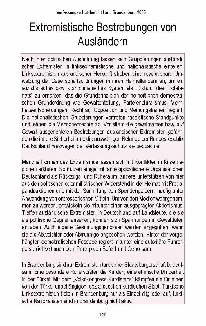 Seite 115 des Verfassungsschutzbericht 2005 Brandenburg