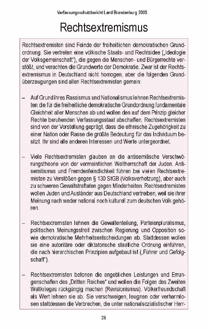 Seite 26 des Verfassungsschutzbericht 2005 Brandenburg
